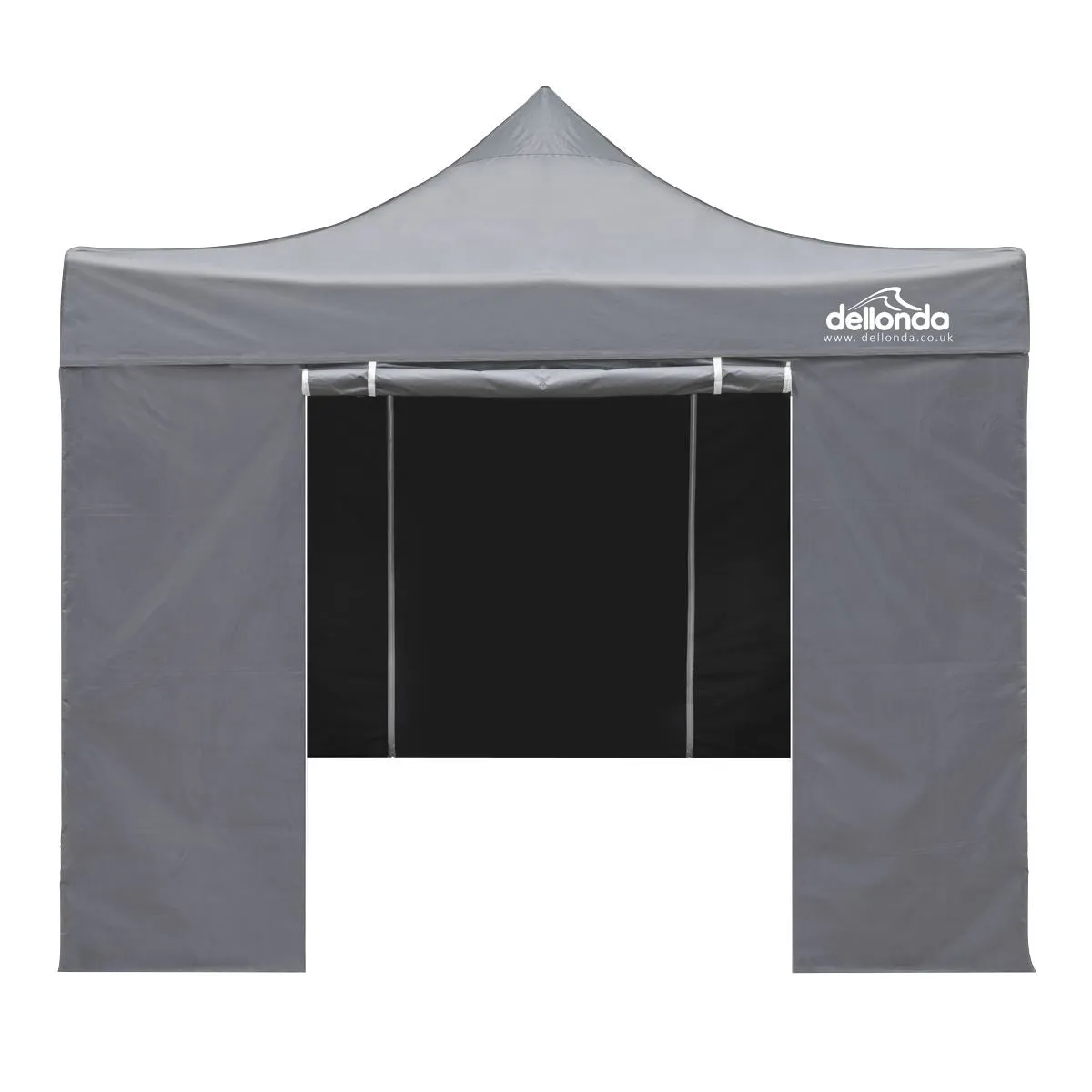 Dellonda Premium 2x2m Pop-Up Gazebo & Side Walls, PVC Coated, Water Resistant Fabric, Supplied with Carry Bag, Rope, Stakes & Weight Bags - Grey