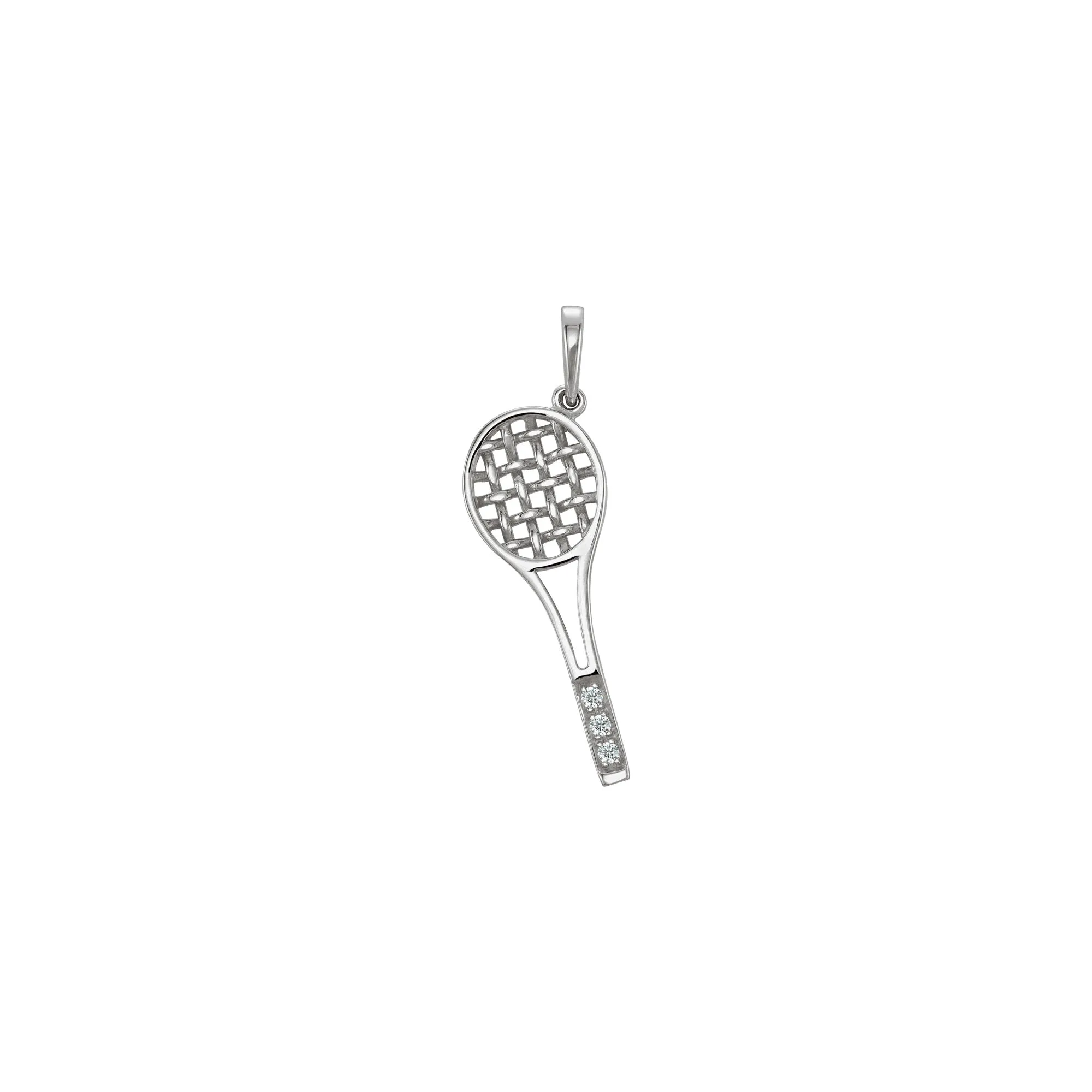 Diamond Tennis Racket Pendant (14K)
