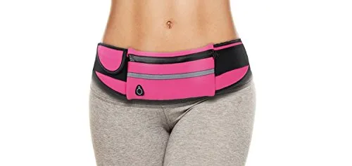 dimok Running Belt Waist Pack - Water Resistant Runners Belt Fanny Pack for Hiking Fitness – Adjustable Running Pouch for All Kinds of Phones iPhone Android Windows