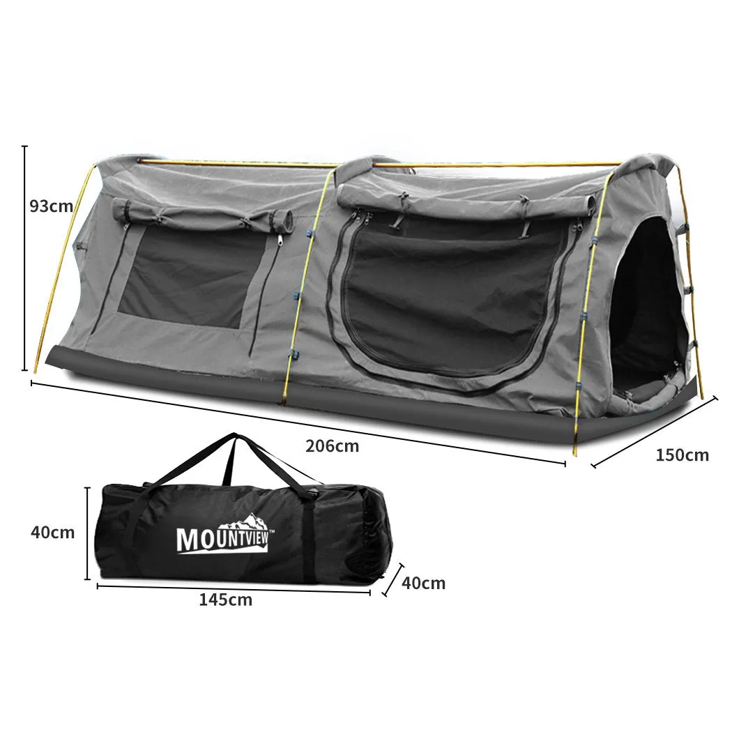 Double King Swag Camping Swags Canvas Dome Tent Hiking Mattress Grey
