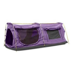 Double King Swag Camping Swags Canvas Dome Tent Hiking Mattress Purple