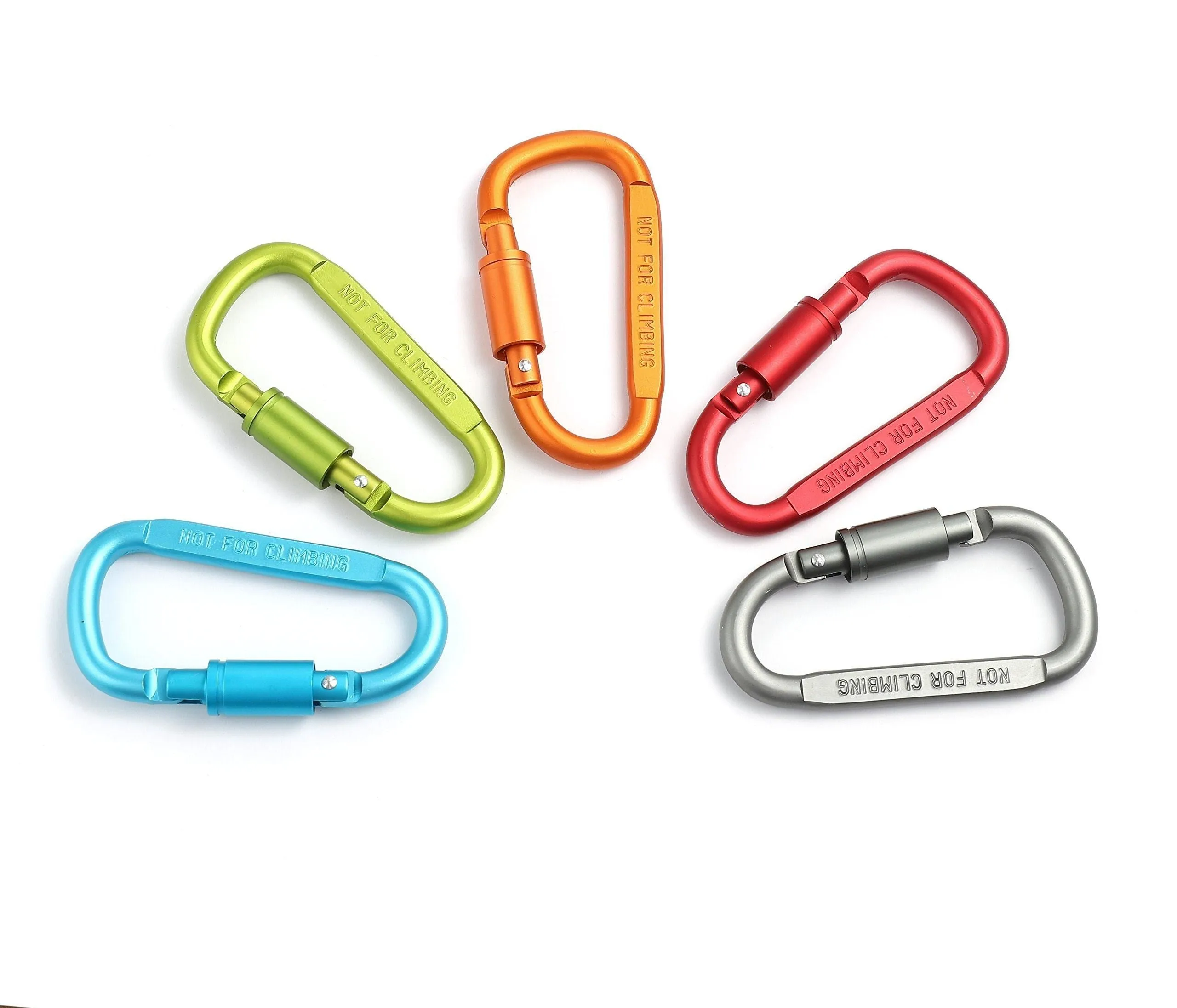 Drayas Aluminum Carabiner D Shape Buckle Pack, Keychain Clip, Spring Snap Key Chain Clip Hook Screw Gate Buckle 10Pcs (Multicolor-10PCS)