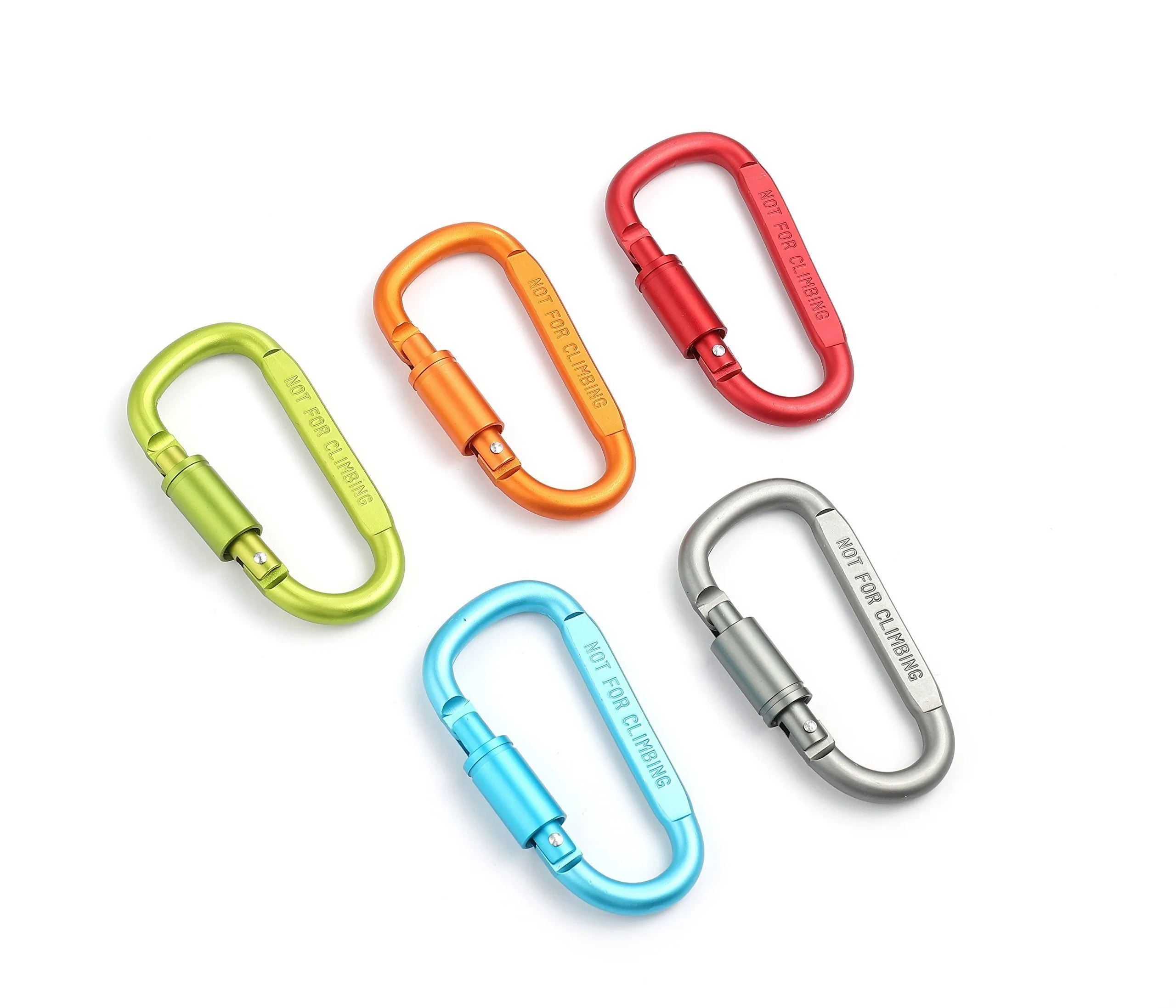 Drayas Aluminum Carabiner D Shape Buckle Pack, Keychain Clip, Spring Snap Key Chain Clip Hook Screw Gate Buckle 10Pcs (Multicolor-10PCS)