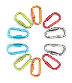 Drayas Aluminum Carabiner D Shape Buckle Pack, Keychain Clip, Spring Snap Key Chain Clip Hook Screw Gate Buckle 10Pcs (Multicolor-10PCS)