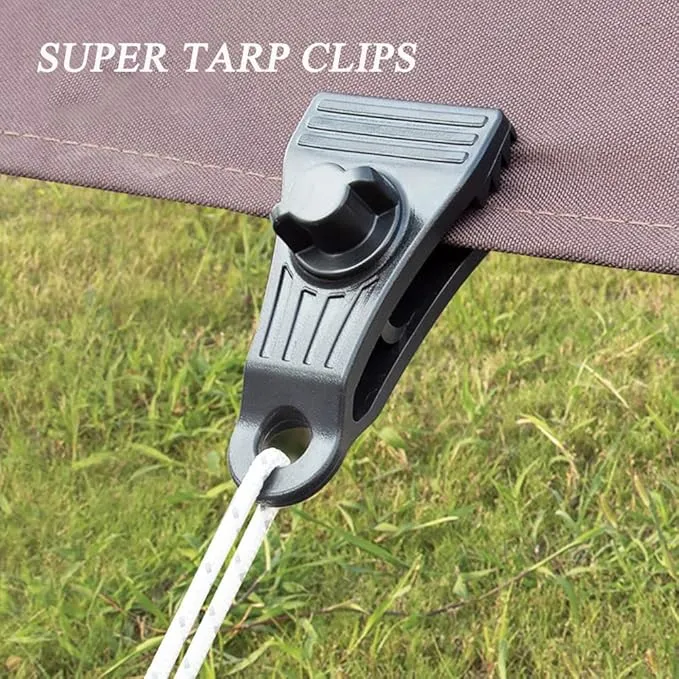 DSkoiph Heavy Duty Outdoor Camping Tarp Clips and D-Shaped Carabiner Hanging Hook Kit Tarp Clamps Thumb Screw Tent Fasteners Clips with Carabiner for Camping Outdoor Activities 24PCS