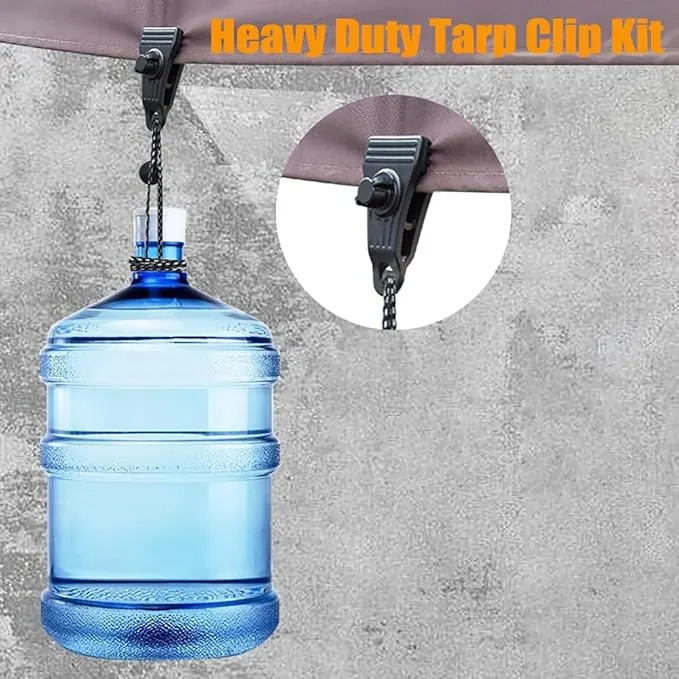 DSkoiph Heavy Duty Outdoor Camping Tarp Clips and D-Shaped Carabiner Hanging Hook Kit Tarp Clamps Thumb Screw Tent Fasteners Clips with Carabiner for Camping Outdoor Activities 24PCS