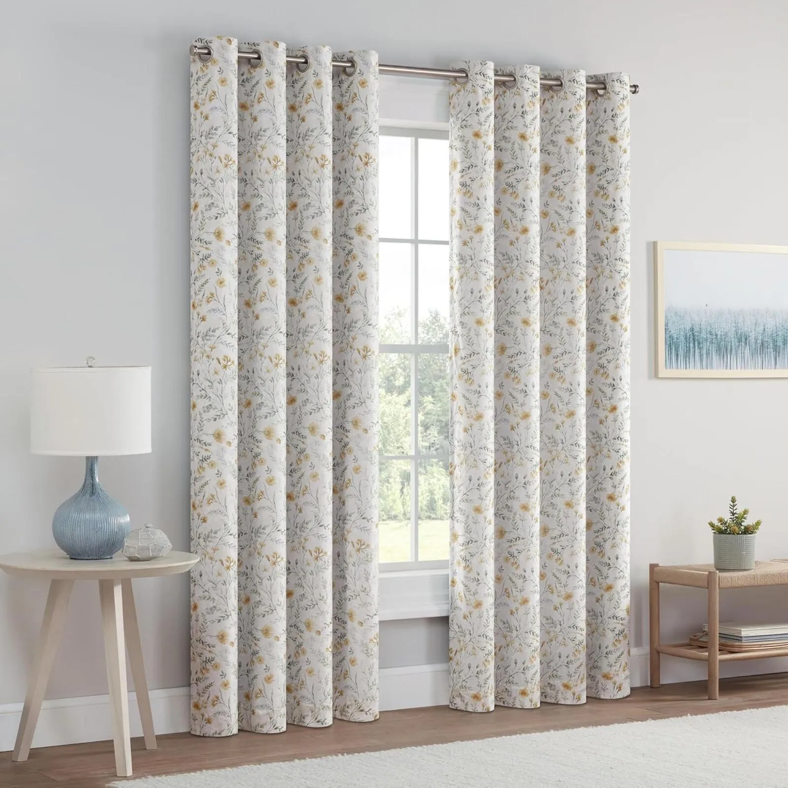 Eclipse 1 Piece Botanical 100% Blackout Lined Grommet Curtain Aloe 84" x 50"