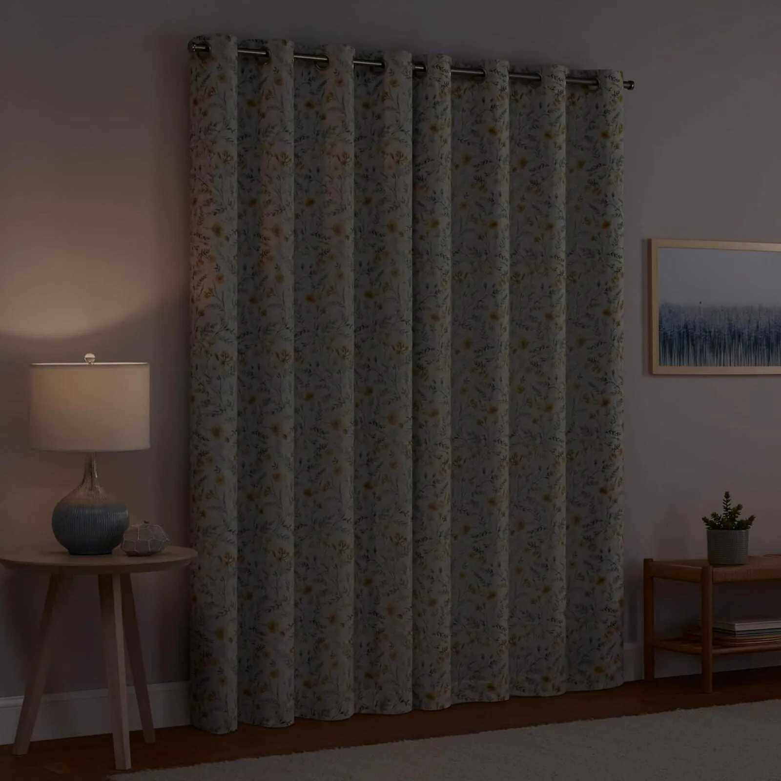 Eclipse 1 Piece Botanical 100% Blackout Lined Grommet Curtain Aloe 84" x 50"