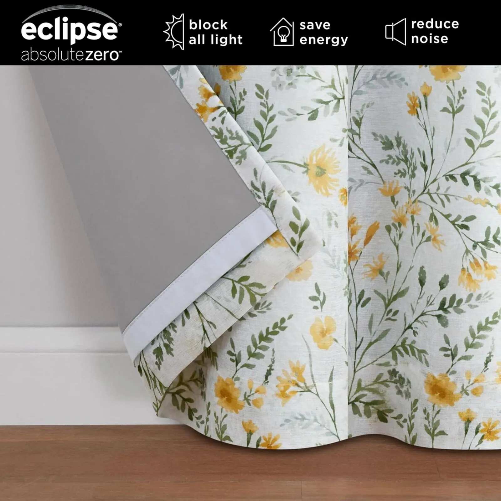 Eclipse 1 Piece Botanical 100% Blackout Lined Grommet Curtain Aloe 84" x 50"
