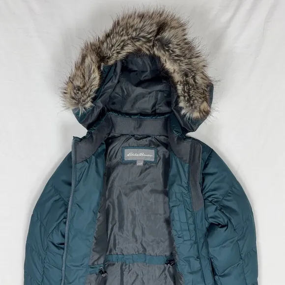Eddie Bauer Classic 550 Down Duffle Coat Women’s Medium Insulated Fur Lined Hood