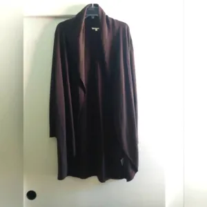 Eileen Fisher Linen Blend Open Front lightweight brown cardigan minimalist S
