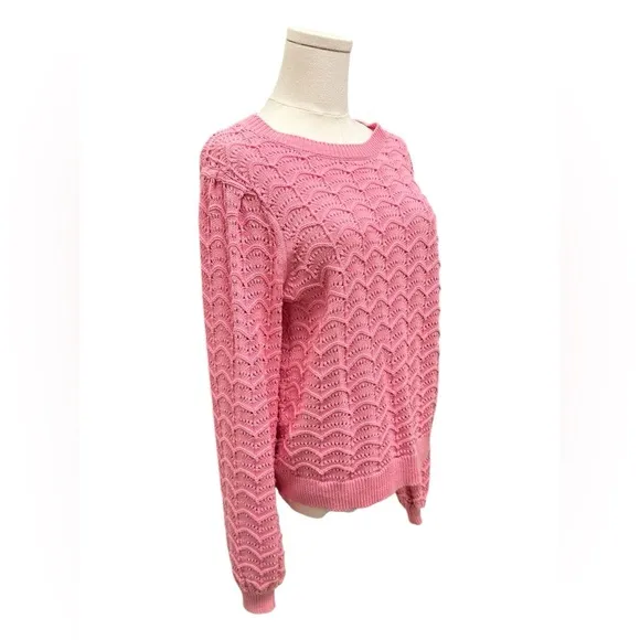 ELENA WANG Spring 2025 Collection Pink Knit Sweater All Season Size Sm $110 NWT