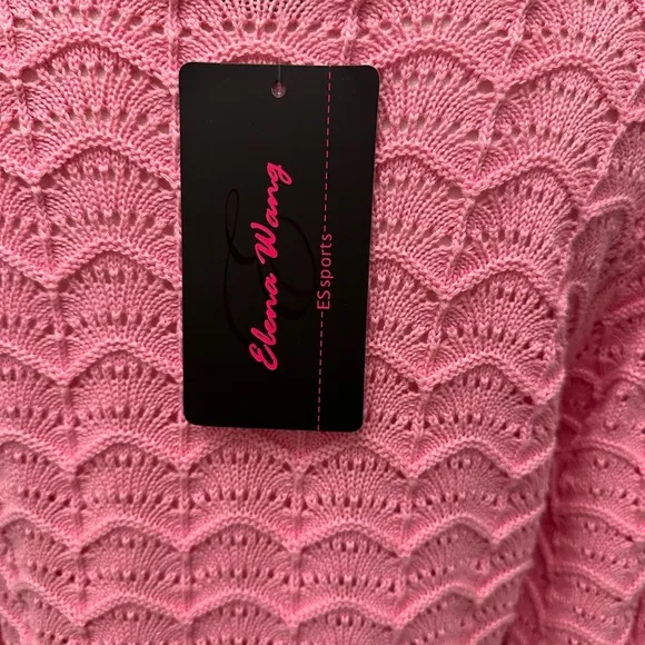 ELENA WANG Spring 2025 Collection Pink Knit Sweater All Season Size Sm $110 NWT