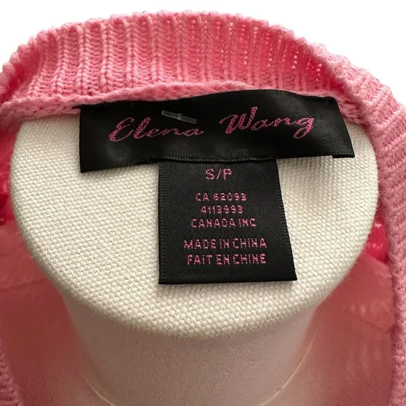 ELENA WANG Spring 2025 Collection Pink Knit Sweater All Season Size Sm $110 NWT