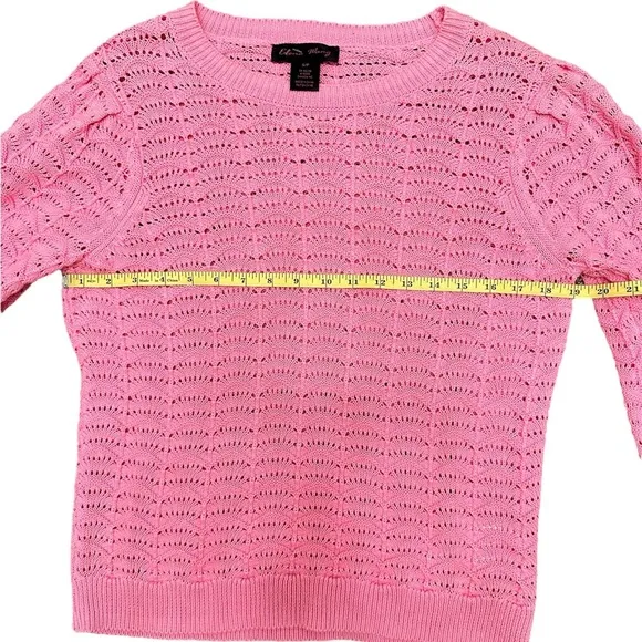 ELENA WANG Spring 2025 Collection Pink Knit Sweater All Season Size Sm $110 NWT