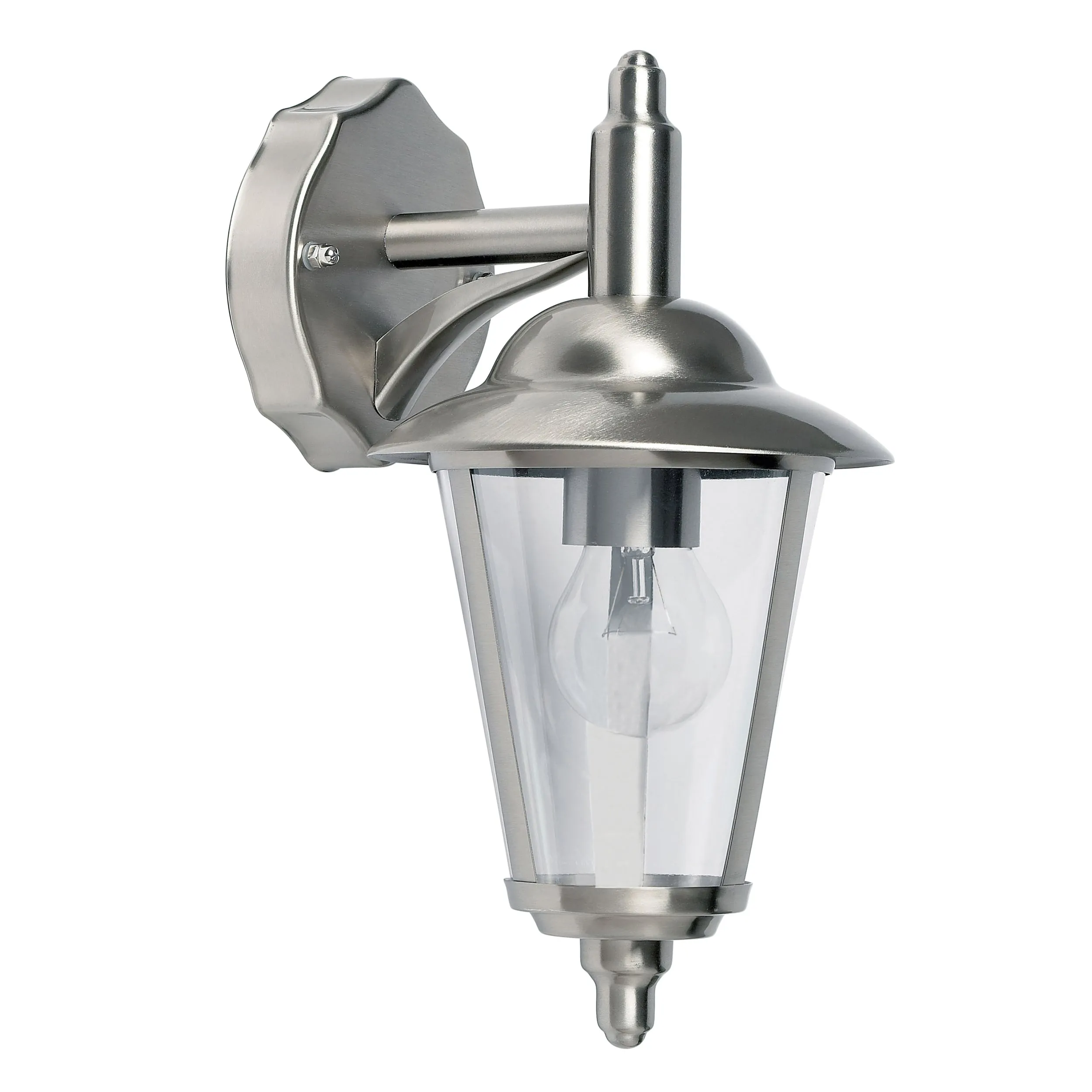 Endon YG-861-SS Klien 1lt Wall Polished stainless steel & clear pc 60W E27 GLS (Required)