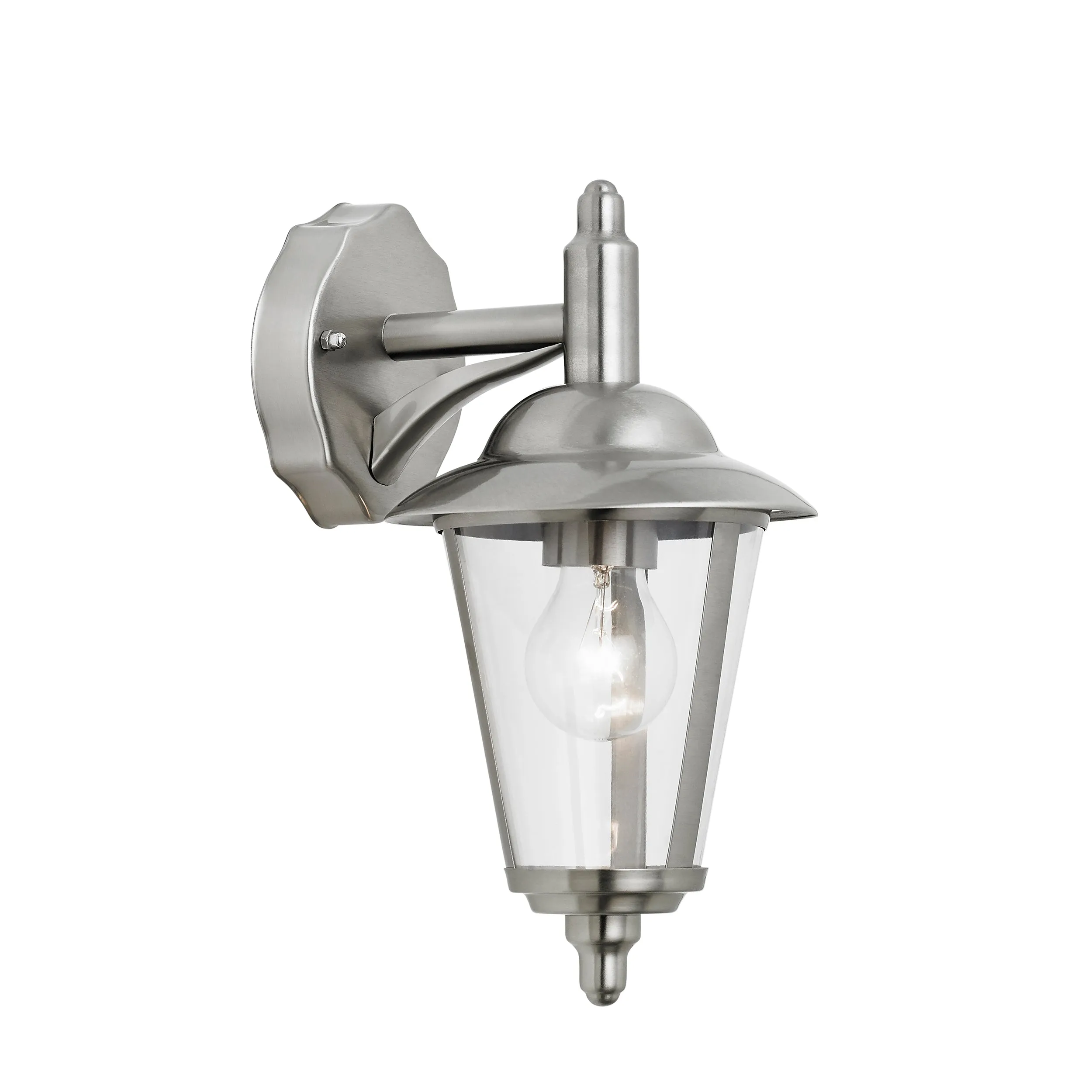 Endon YG-861-SS Klien 1lt Wall Polished stainless steel & clear pc 60W E27 GLS (Required)