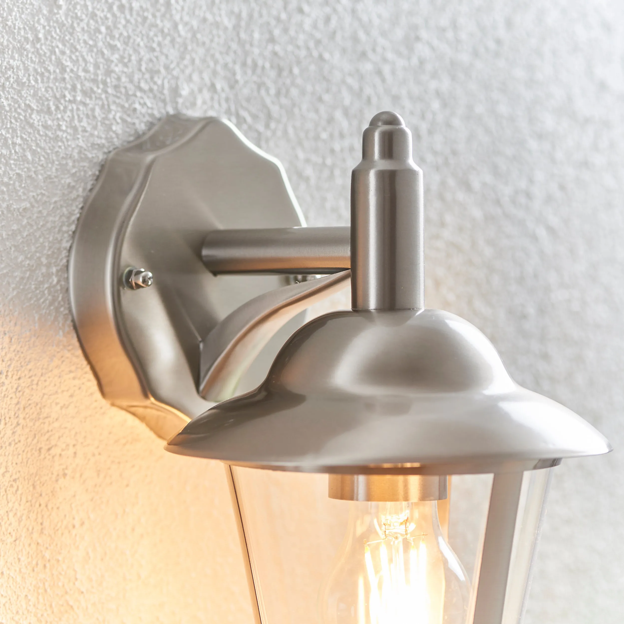 Endon YG-861-SS Klien 1lt Wall Polished stainless steel & clear pc 60W E27 GLS (Required)