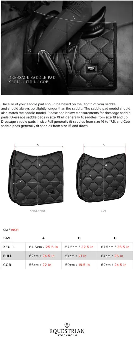 Equestrian Stockholm White Striking Valley Modern dressage saddlepad- XFull