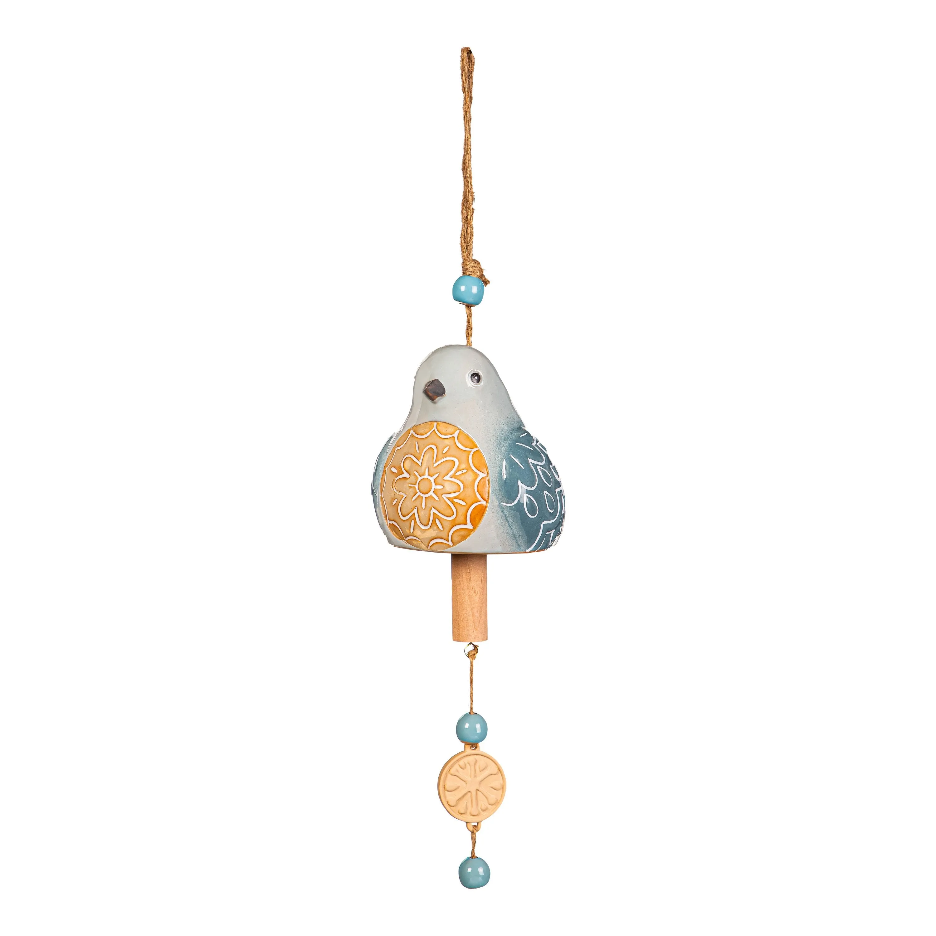 Evergreen Wind,Ceramic Winter Bird Bell,5.75x5.12x21.57 Inches
