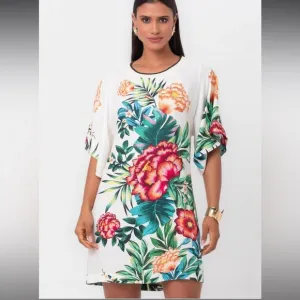 FARM Rio Mini T-Shirt White Dress Red Flowers Size S