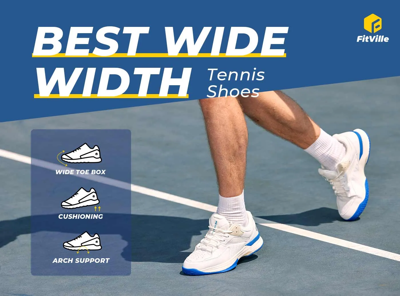 FitVille Men's Amadeus Tennis & Pickleball Court Shoes by FitVille