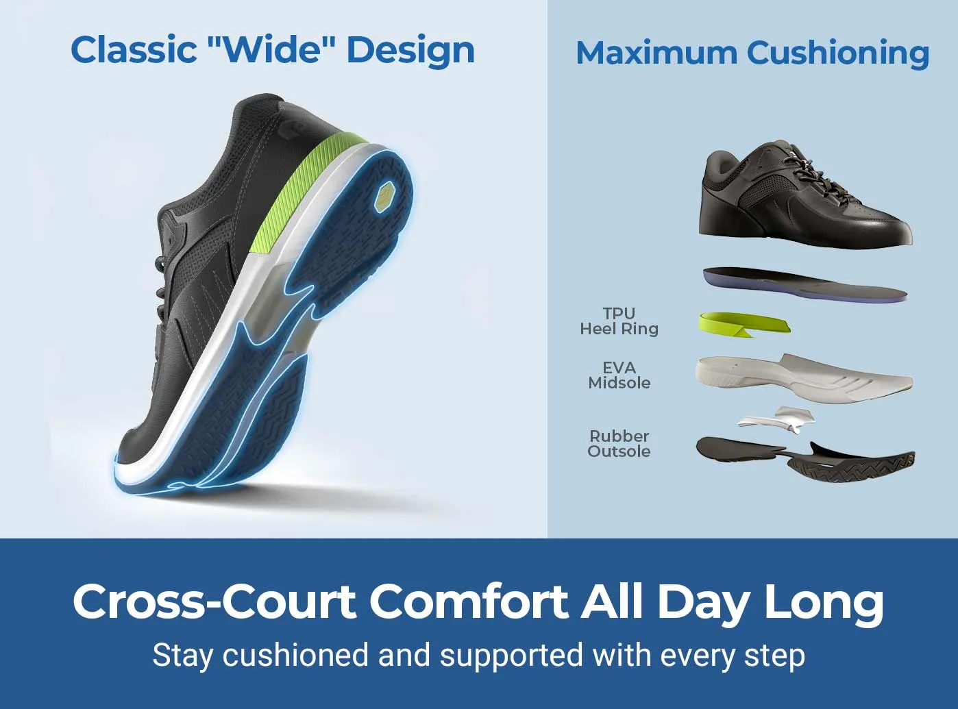 FitVille Men's Amadeus Tennis & Pickleball Court Shoes by FitVille