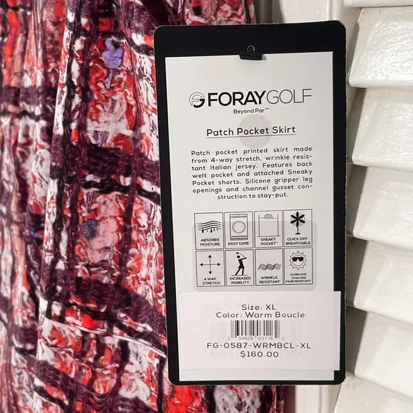 Foray Golf Women's 15.5” Front Pocket Golf Skirt, XLarge, Warm Boucle