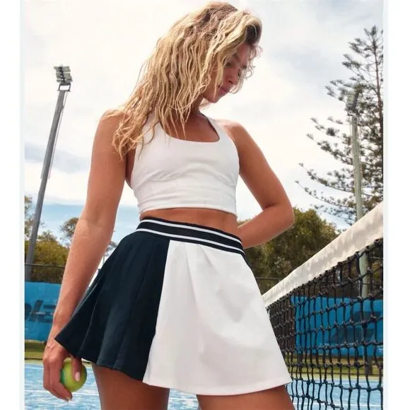 Free People Movement Round Robbin Skort White/Black Size S Elastic Waist