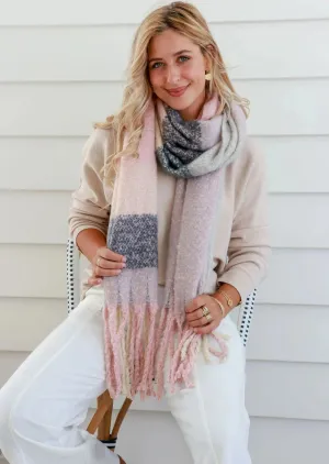 FREE Spirit Fluffy Scarf Grey Pink