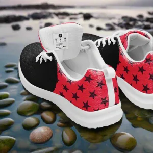 GeoMetro | Women’s Athletic Shoes | Black Stars Red 2Tone