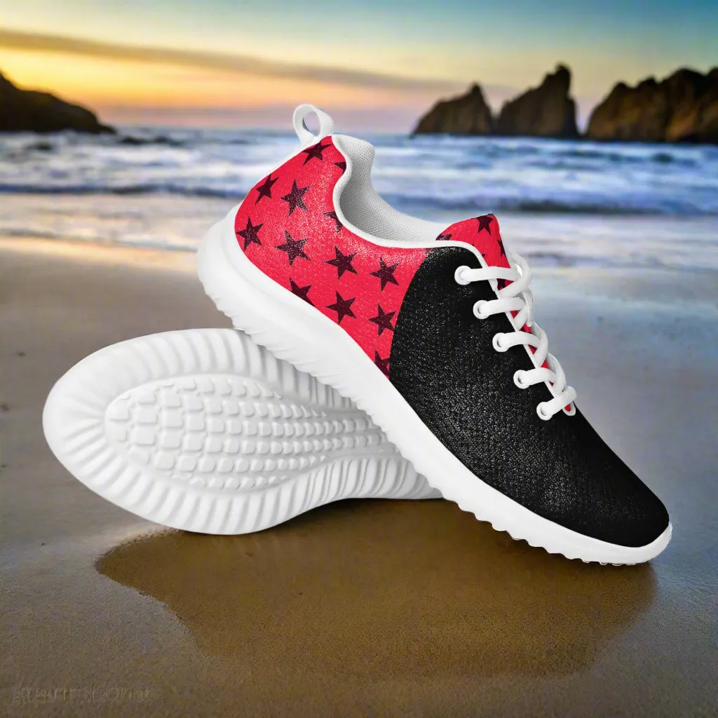 GeoMetro | Women’s Athletic Shoes | Black Stars Red 2Tone
