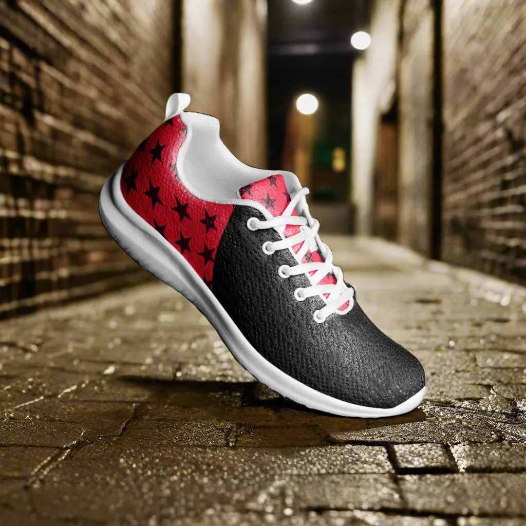 GeoMetro | Women’s Athletic Shoes | Black Stars Red 2Tone