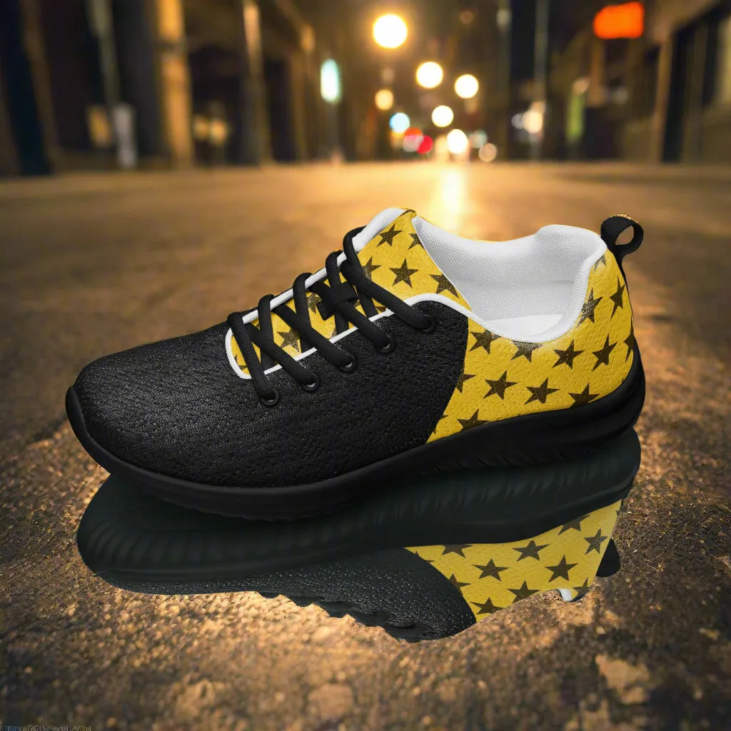 GeoMetro | Women’s Athletic Shoes | Black Stars Yellow 2Tone