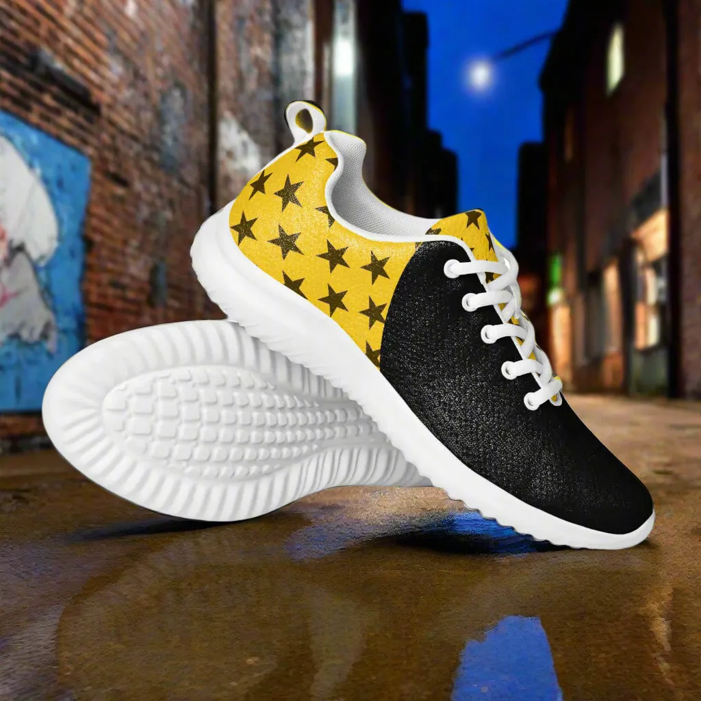 GeoMetro | Women’s Athletic Shoes | Black Stars Yellow 2Tone