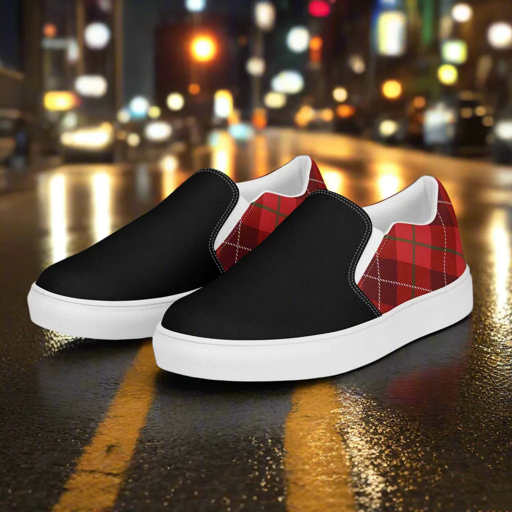 GeoMetro | Women’s Slip-On Canvas Shoes | Plaid Red 2Tone