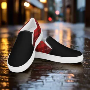 GeoMetro | Women’s Slip-On Canvas Shoes | Plaid Red 2Tone