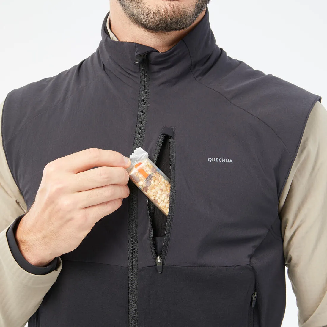 Gilet polaire de randonnée chaud homme, MH500 noir
