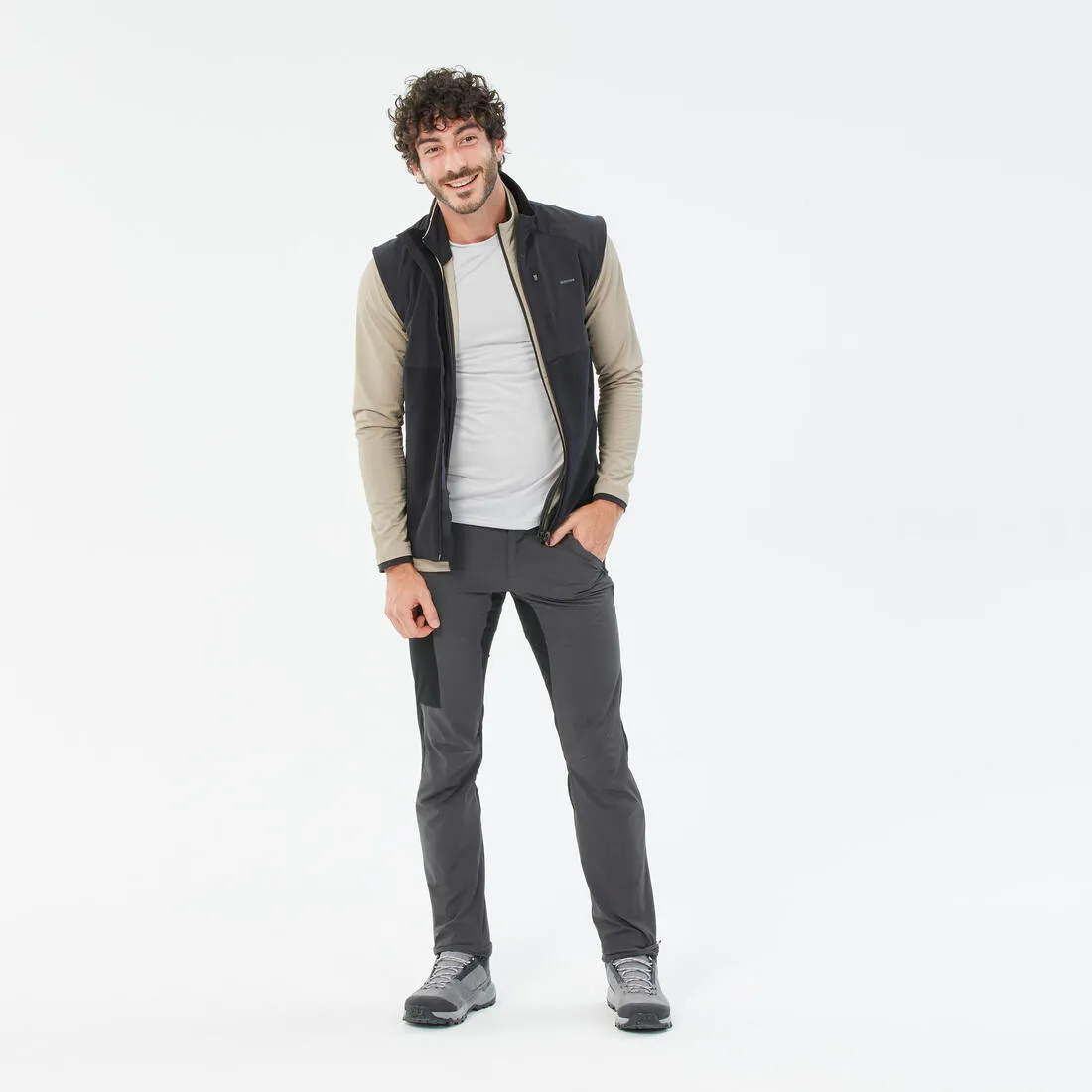 Gilet polaire de randonnée chaud homme, MH500 noir