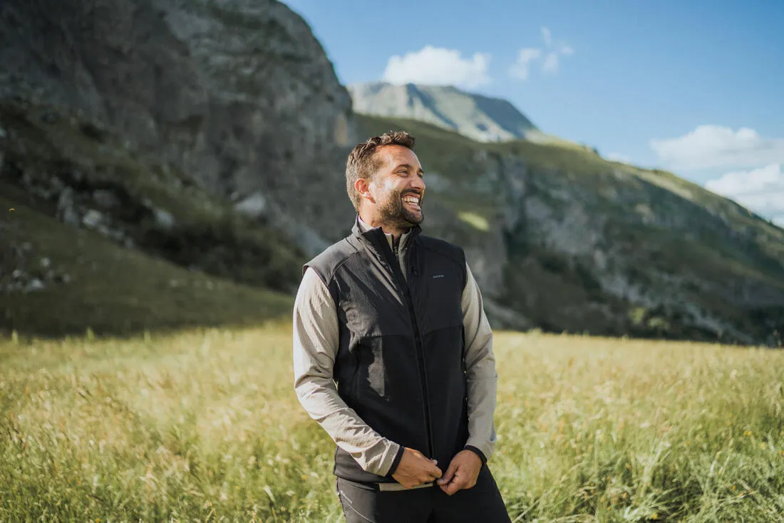 Gilet polaire de randonnée chaud homme, MH500 noir