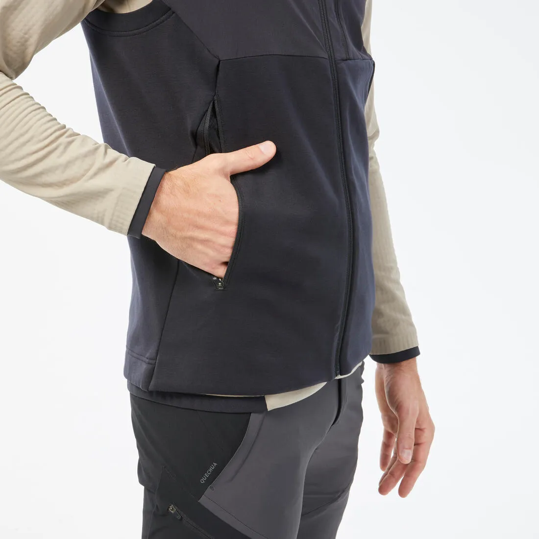 Gilet polaire de randonnée chaud homme, MH500 noir