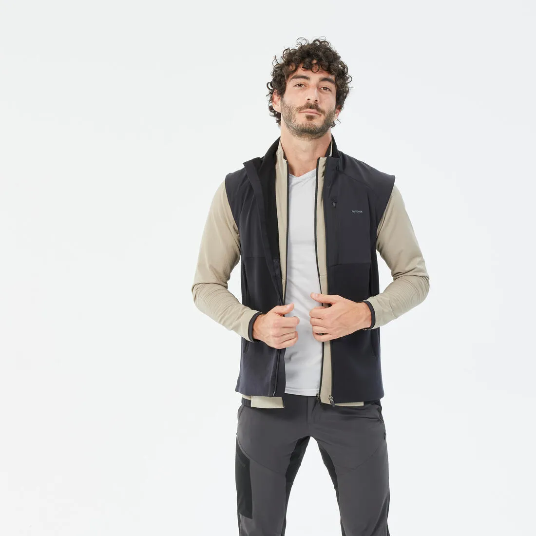 Gilet polaire de randonnée chaud homme, MH500 noir