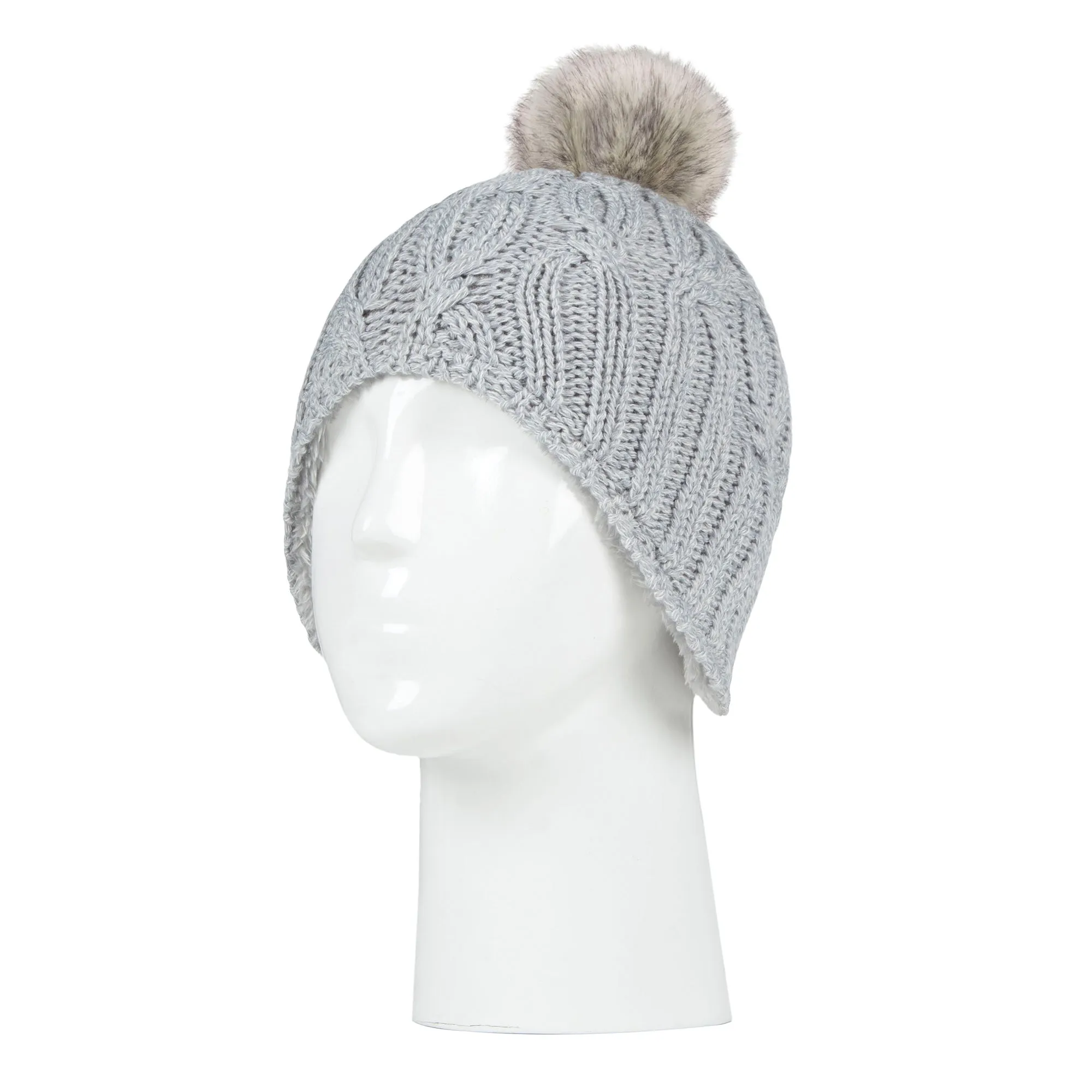 Girls Cable Knitted Beanie Hat with Pom Pom Bobble for Winter