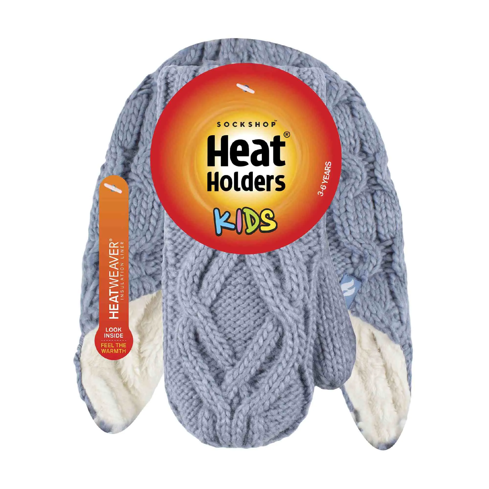 Girls Cable Knitted Design Trapper Hat & Mittens Set