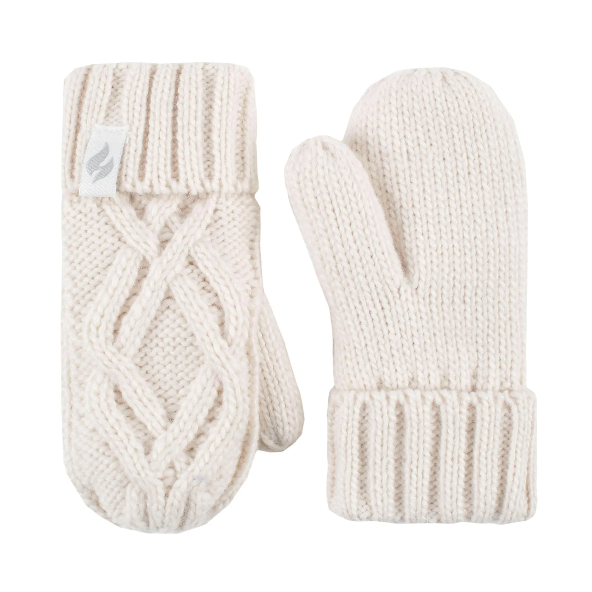 Girls Cable Knitted Design Trapper Hat & Mittens Set