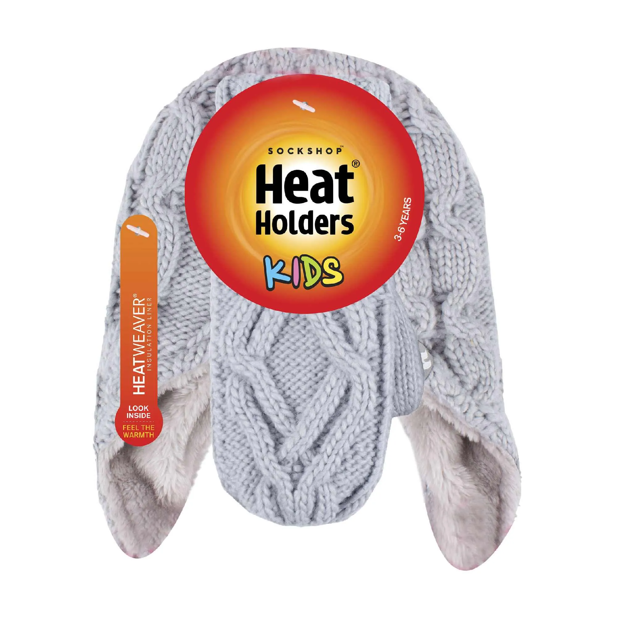 Girls Cable Knitted Design Trapper Hat & Mittens Set