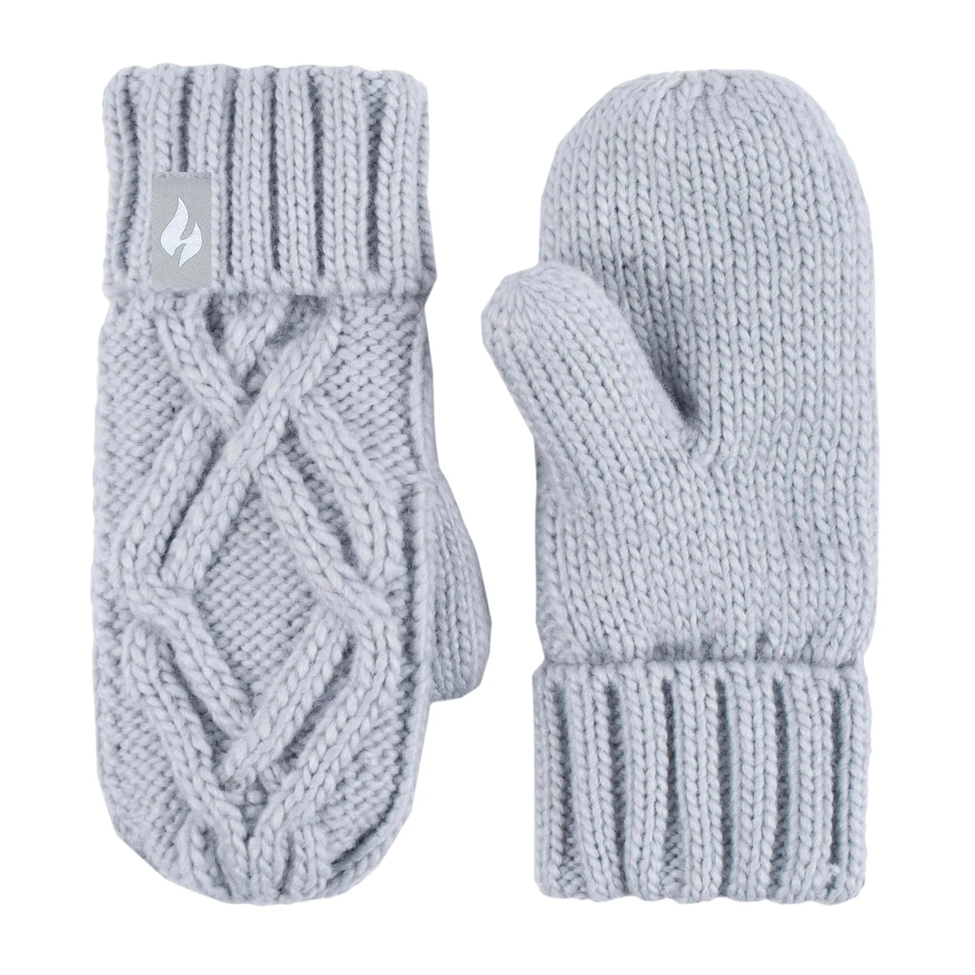 Girls Cable Knitted Design Trapper Hat & Mittens Set