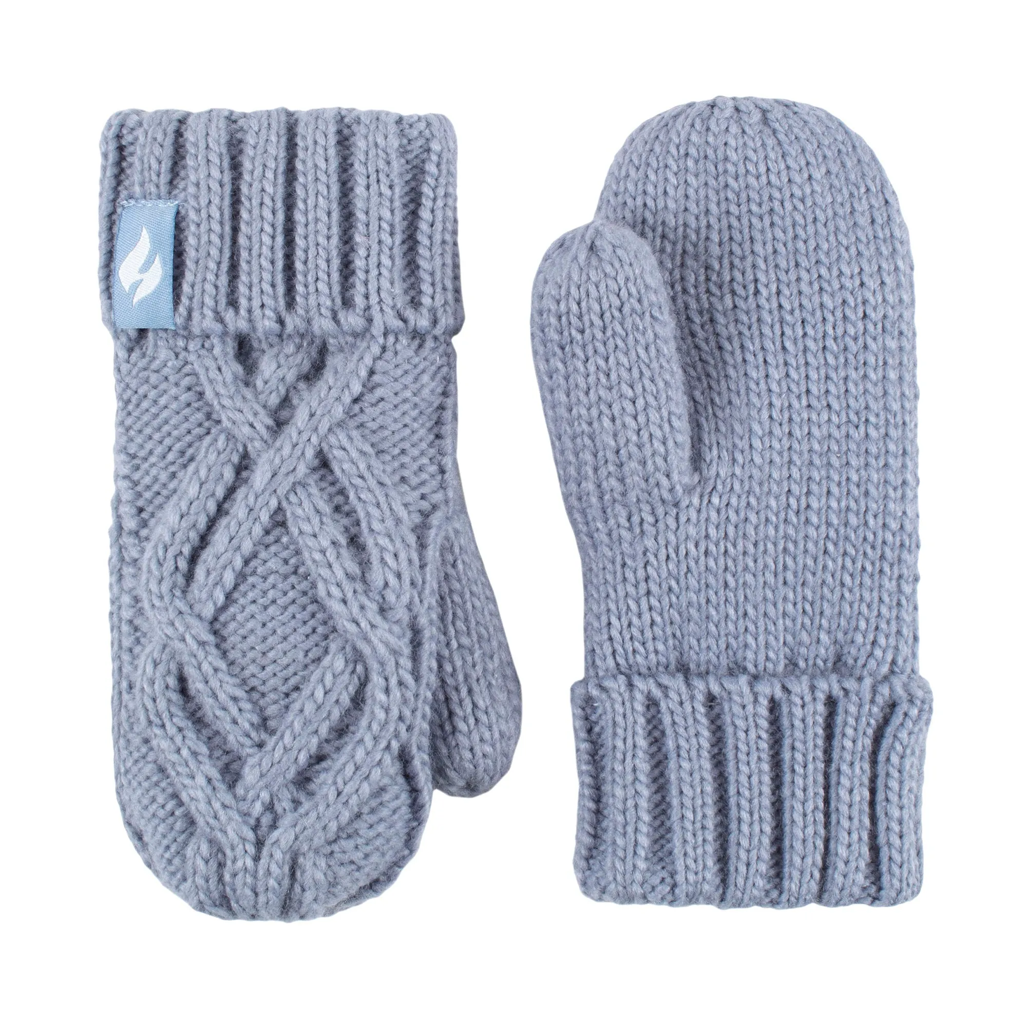 Girls Cable Knitted Design Trapper Hat & Mittens Set