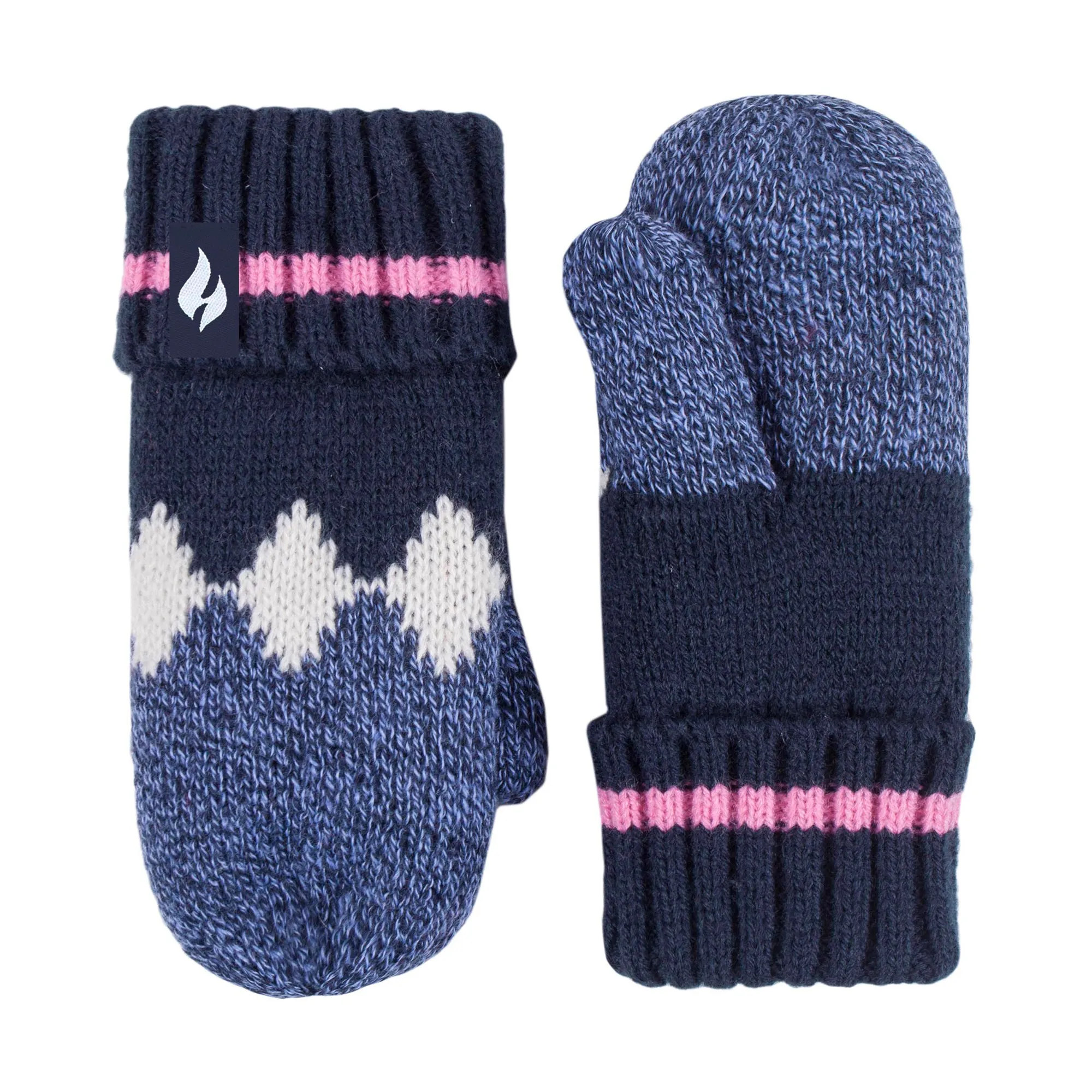 Girls Nordic Pattern Trapper Hat with Ear Flaps & Mittens Set
