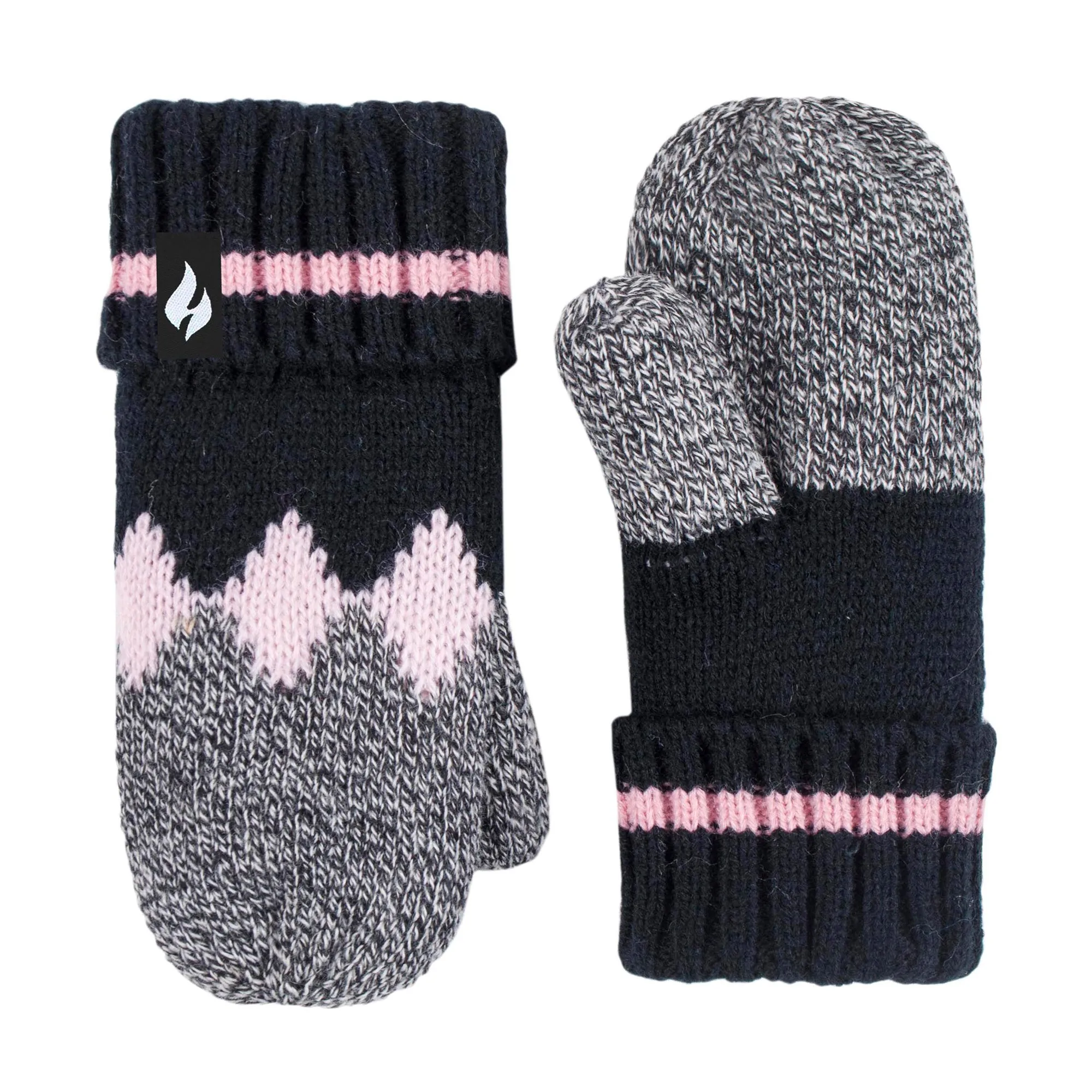 Girls Nordic Pattern Trapper Hat with Ear Flaps & Mittens Set